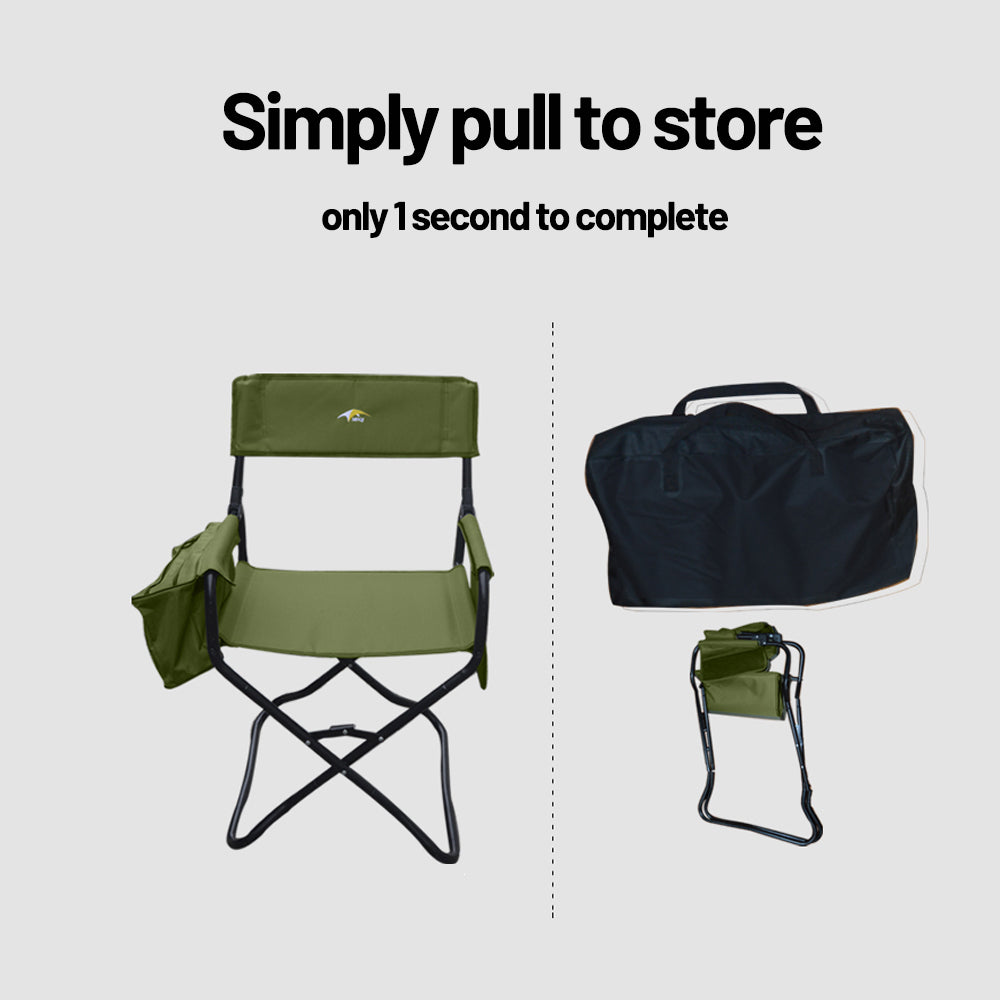Camping director chair foldable army green