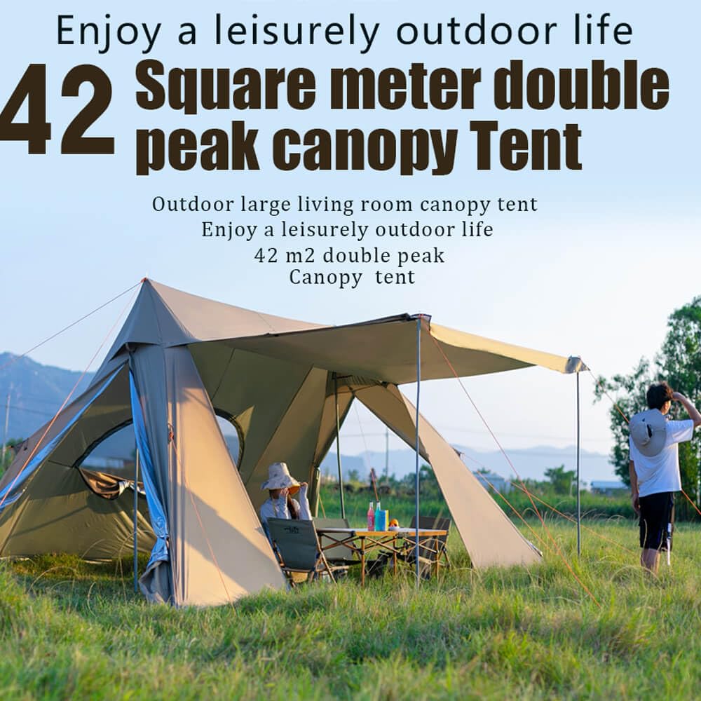 Large Camping Silver Coated Tent Tarp with Poles Waterproof Hammock Rain Fly Backpacking Tent Tarp Shelter 23×19.6ft for Hiking Travel Picnic