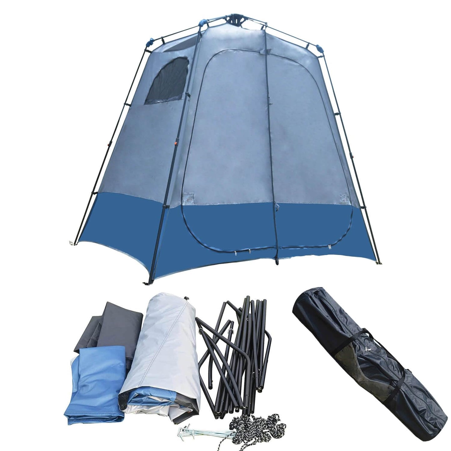 MOQI Camping Shower Tent 2 Room - Outdoor Shower Enclosure Portable Pop up Privacy Changing Tent with Floor, for Outdoor Showers, Changing, Dressing, and Toilets