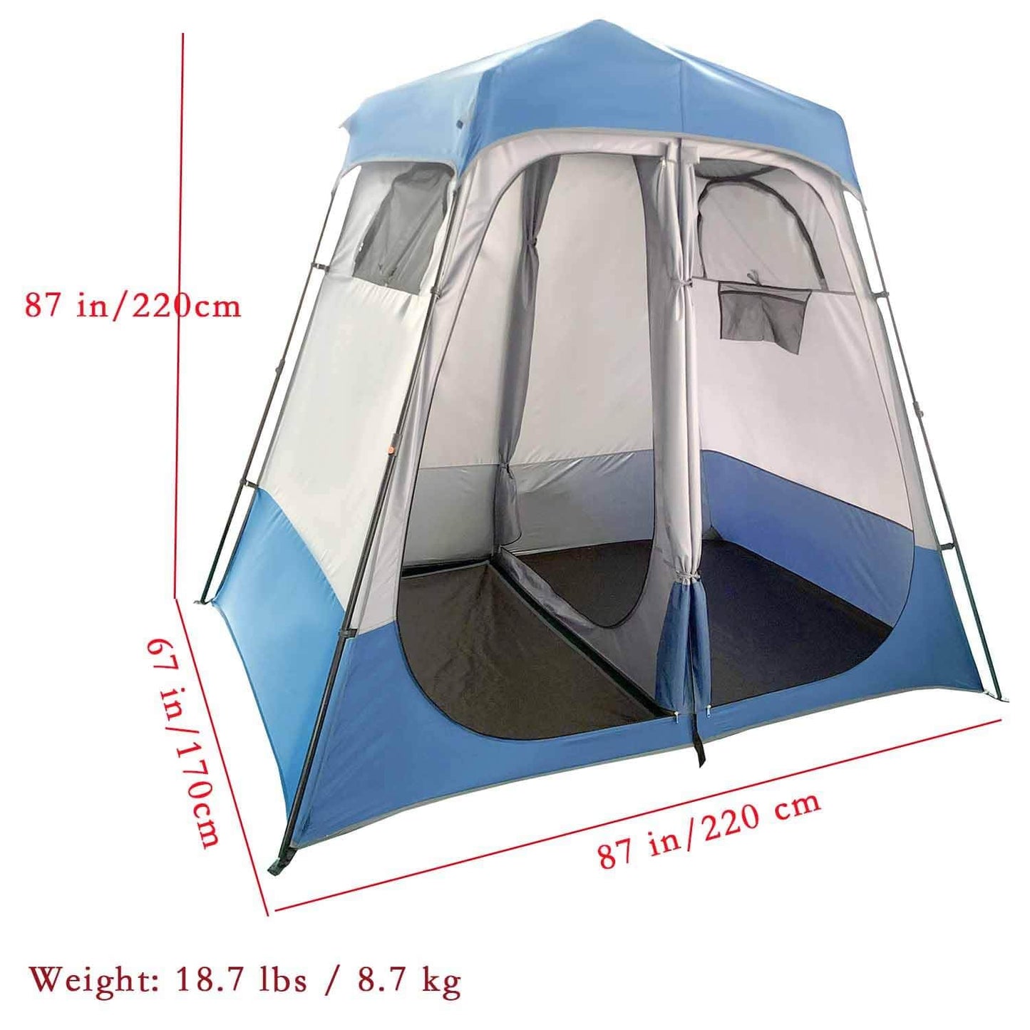 MOQI Camping Shower Tent 2 Room - Outdoor Shower Enclosure Portable Pop up Privacy Changing Tent with Floor, for Outdoor Showers, Changing, Dressing, and Toilets