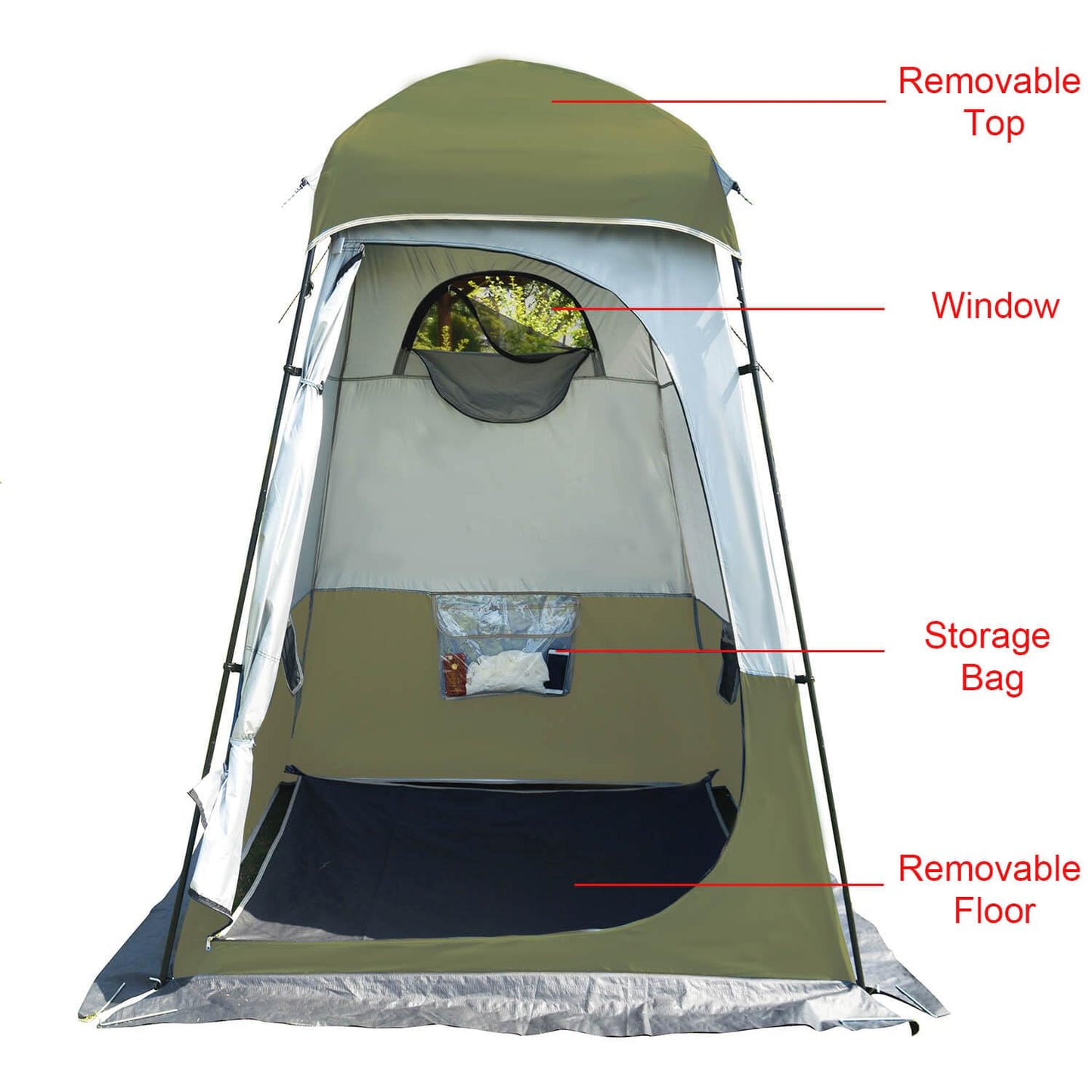 Oversized Camping Shower Tent,Outdoor Shower Enclosure Portable Privacy Camping Shelters Changing Tent with Floor Olive
