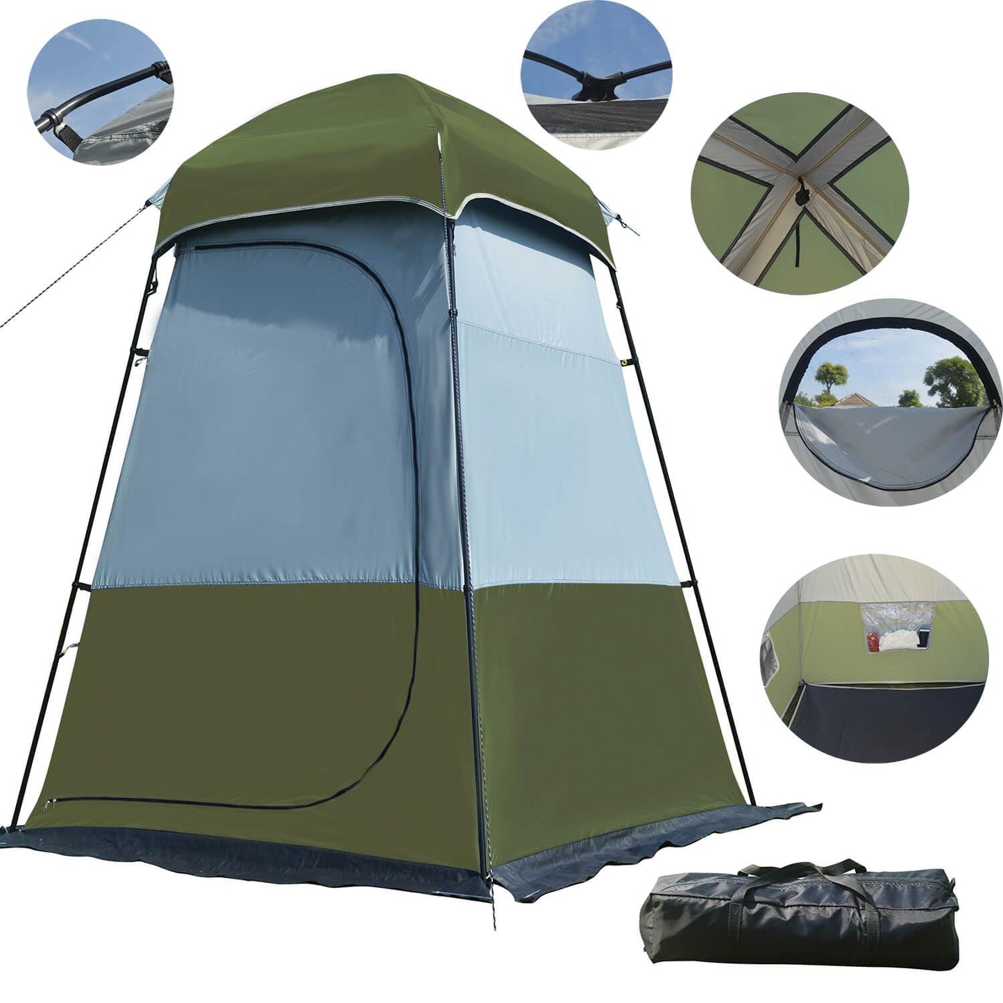 Oversized Camping Shower Tent,Outdoor Shower Enclosure Portable Privacy Camping Shelters Changing Tent with Floor Olive