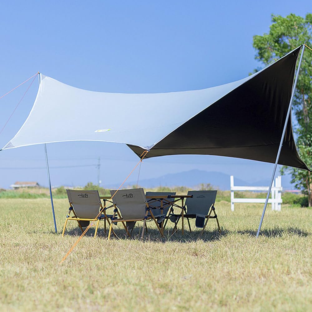 14.4x14.4ft Hammock Rain Fly Camping Tarp Waterproof, Lightweight Backpacking Butterfly Shape Rain Tarp Shelter Shade Cover