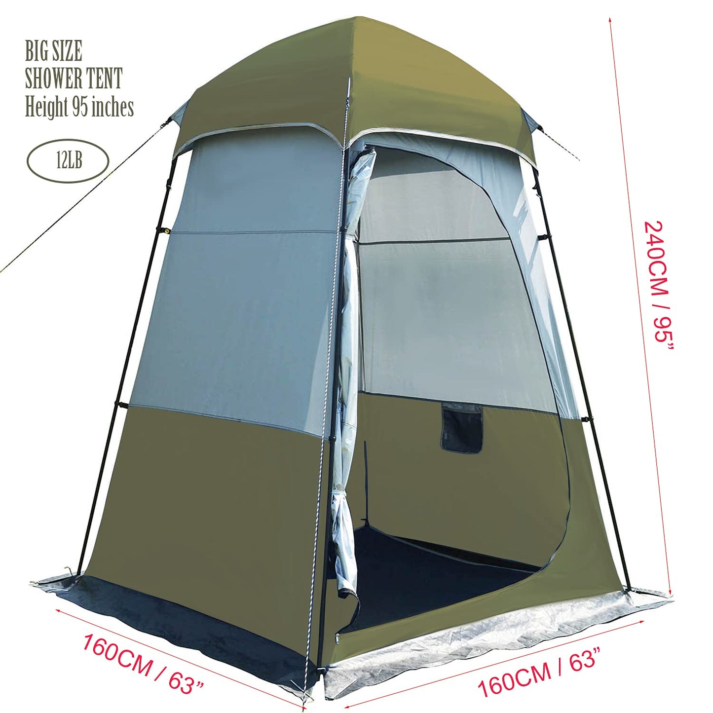 MOQI Oversize Shower Tent 95" H Privacy Shelter,Tall Bathroom Tent Portable Toilet Camp,Changing Tent Dressing Room Camp, Easy Set Up Outdoor Camping Privacy Shelter