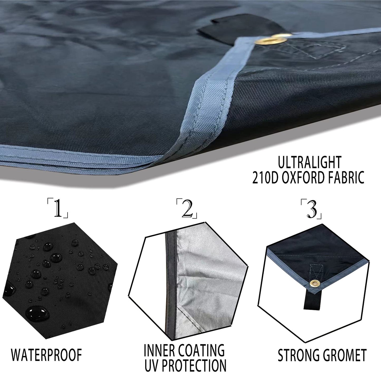 Camping Tarp Hammock Rain Fly, 100% Waterproof Lightweight Premium Shelter Tent, 10 x 10 FT Ultralight Backpacking Shade Cover.