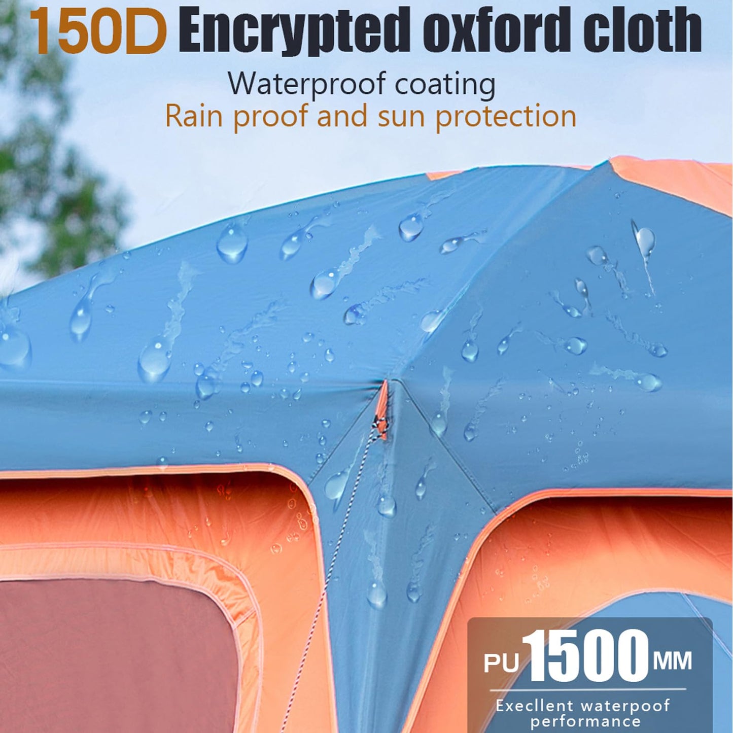 MOQI Family Camping Tents for Hiking 8/10/12 Person Instant Travel Tents Easy Setup with Porch Double Layer Waterproof Large Tent Orange