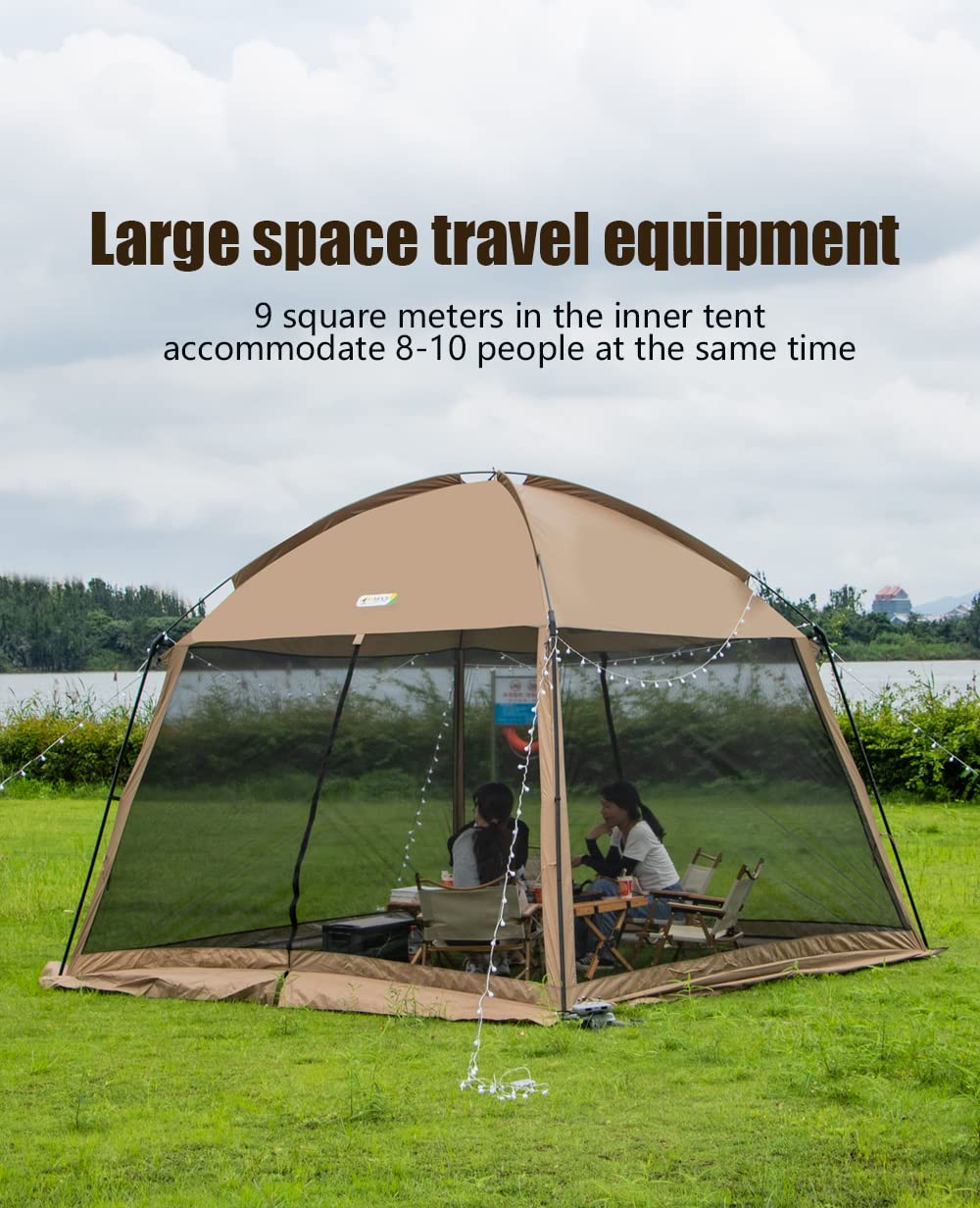 Screen House Zippered Mesh Tent 11x11 FT, Outdoor Camping Picnic Screen Canopy, Backyard Family Party Canopy Sun Shelter Gazebo Patios Shelter