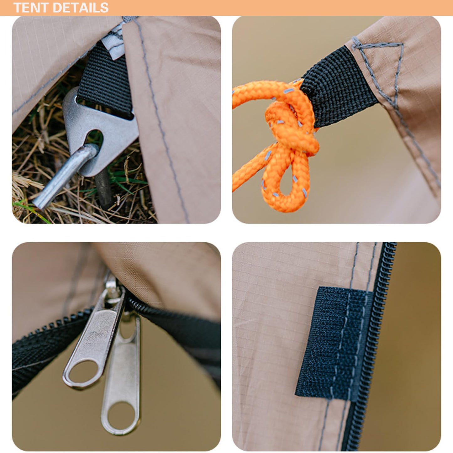 MOQI Canopy Tent, Waterproof and UV-Resistant Shelter,Instant Shade Canopy Tent Double Peak Canopy Shelter with Two Poles,for Hiking, Camping, Party, Khaki