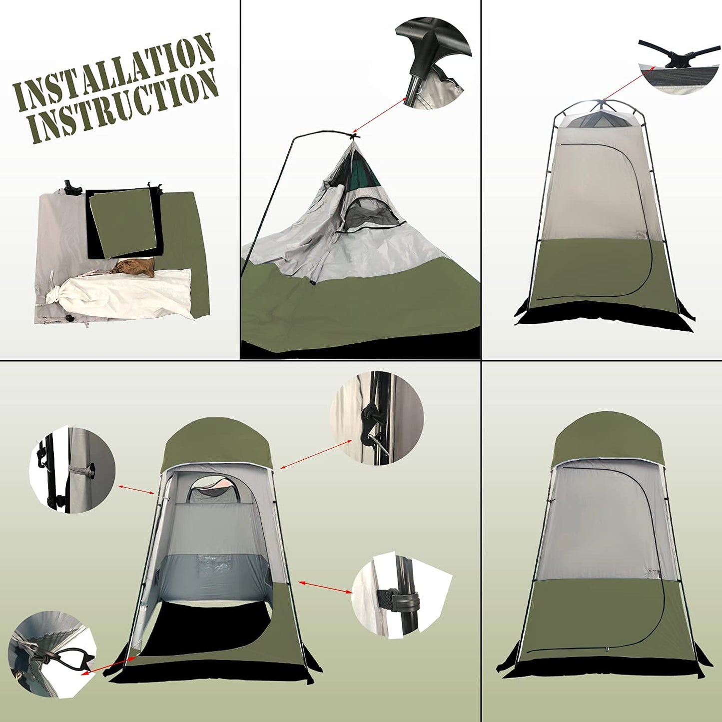 MOQI Oversize Shower Tent 95" H Privacy Shelter,Tall Bathroom Tent Portable Toilet Camp,Changing Tent Dressing Room Camp, Easy Set Up Outdoor Camping Privacy Shelter
