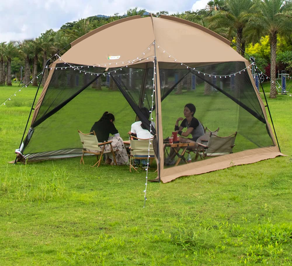 Screen House Zippered Mesh Tent 11x11 FT, Outdoor Camping Picnic Screen Canopy, Backyard Family Party Canopy Sun Shelter Gazebo Patios Shelter