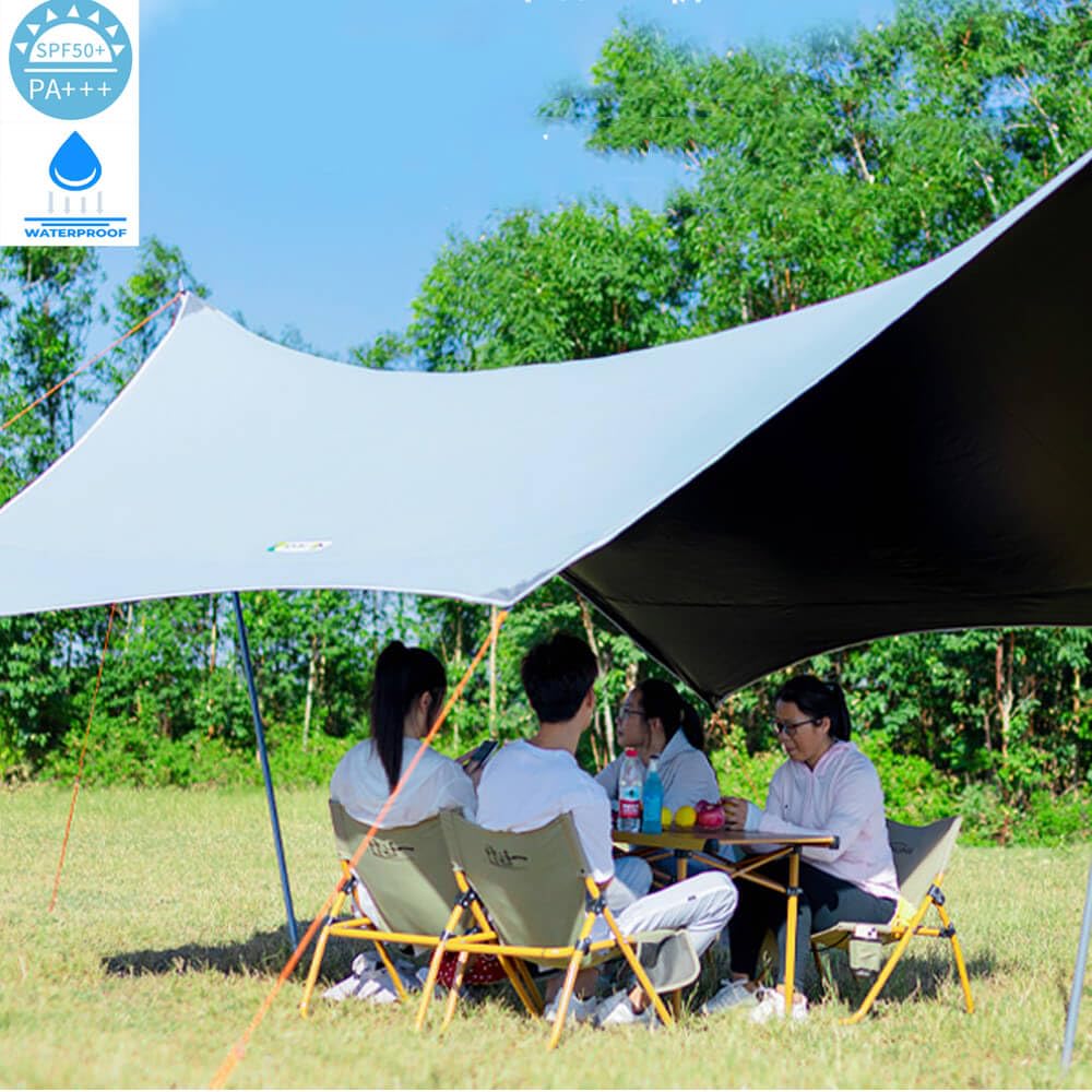 14.4x14.4ft Hammock Rain Fly Camping Tarp Waterproof, Lightweight Backpacking Butterfly Shape Rain Tarp Shelter Shade Cover