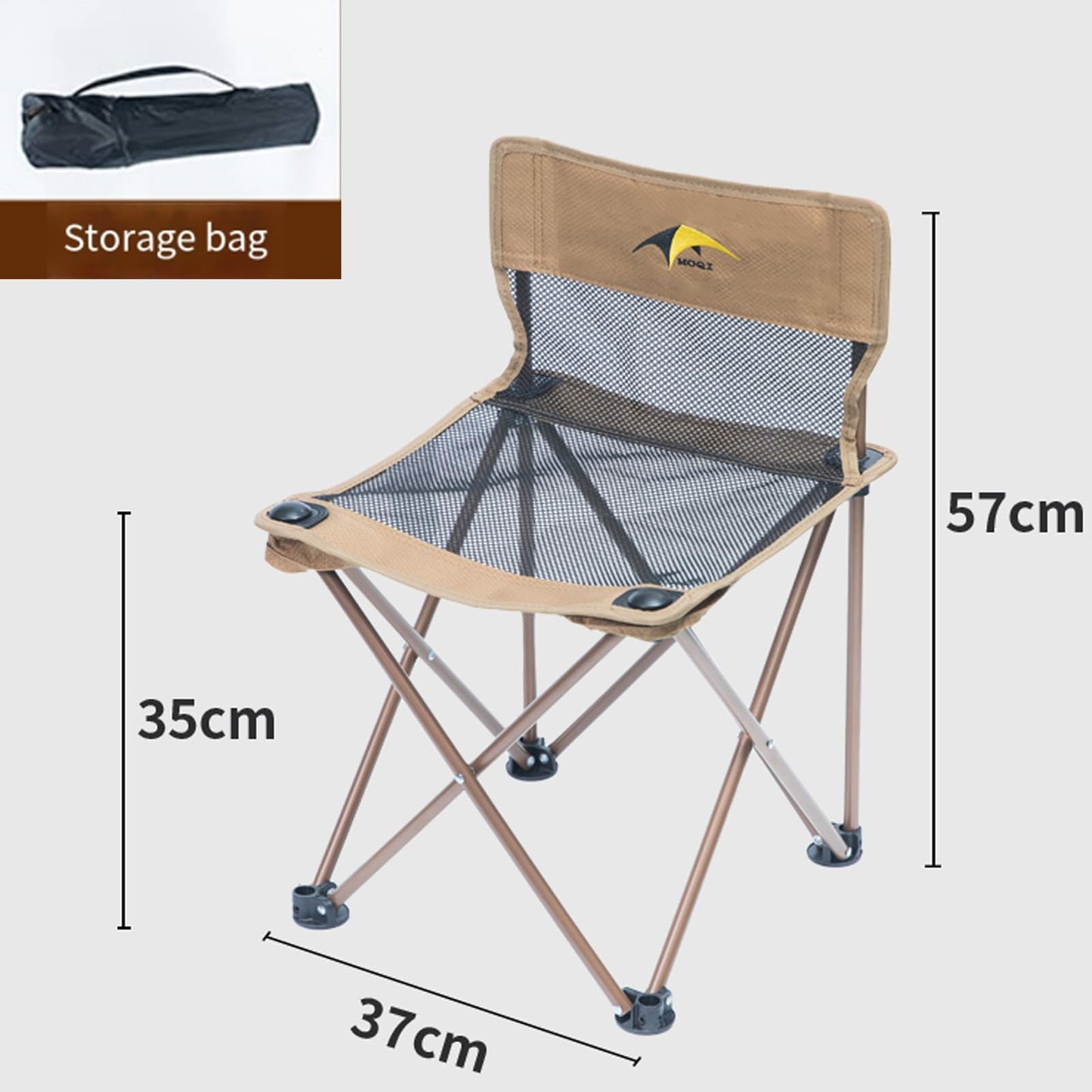 MOQI Mesh Back Camping Chairs, Lightweight Folding Chair Portable Fishing Lawn Beach Chair Heavy Duty for Adults Kids Outdoor, Garden, Patio, (Khaki)