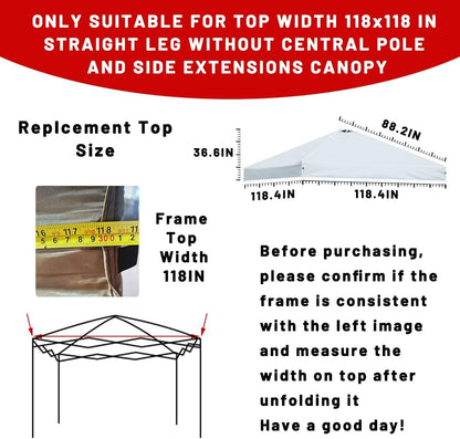 10x10 Straight Leg Canopy Replacement Top without Tent Frame