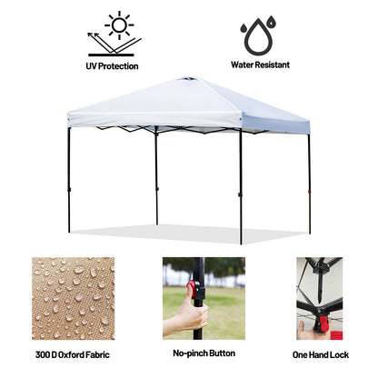 10x10 Straight Leg Pop up Canopy Tent with One Hand Set up Lock