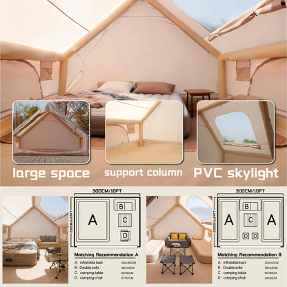 Inflatable Tent Quick Setup Blow Up with Skylight