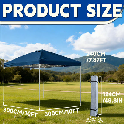 Pop-Up Canopy 10 x 10 with Dark Blue Water-Resistant Top