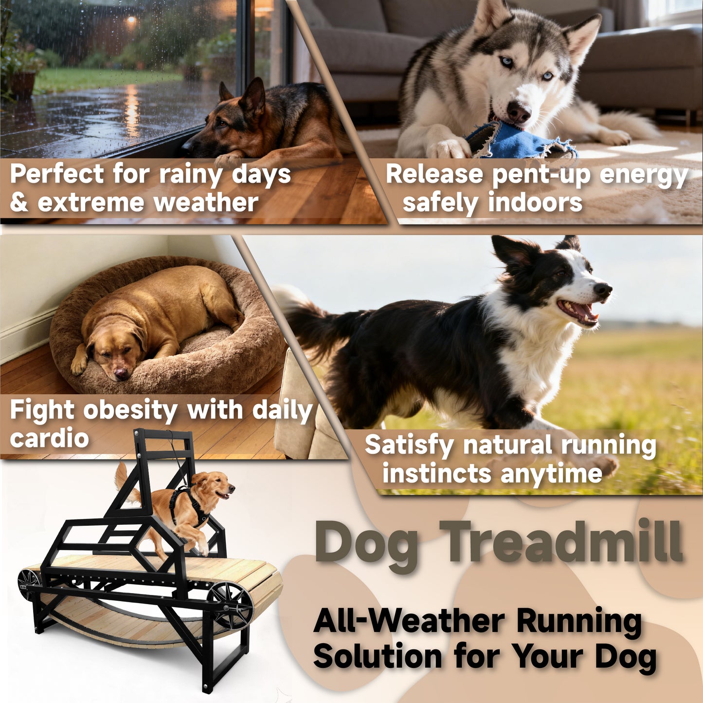 Large Medium Dogs Treadmill with Brake, up to 220lb Dog