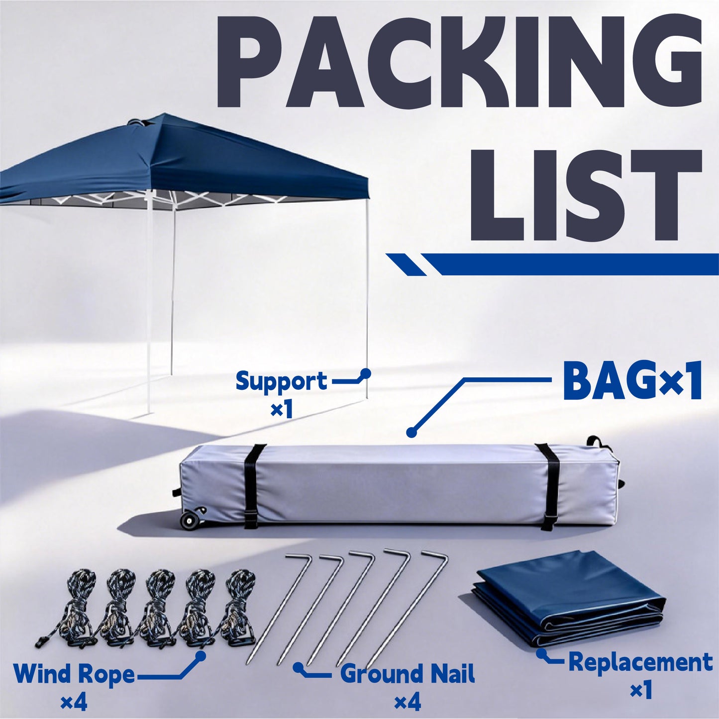 Pop-Up Canopy 10 x 10 with Dark Blue Water-Resistant Top