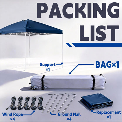 Pop-Up Canopy 10 x 10 with Dark Blue Water-Resistant Top