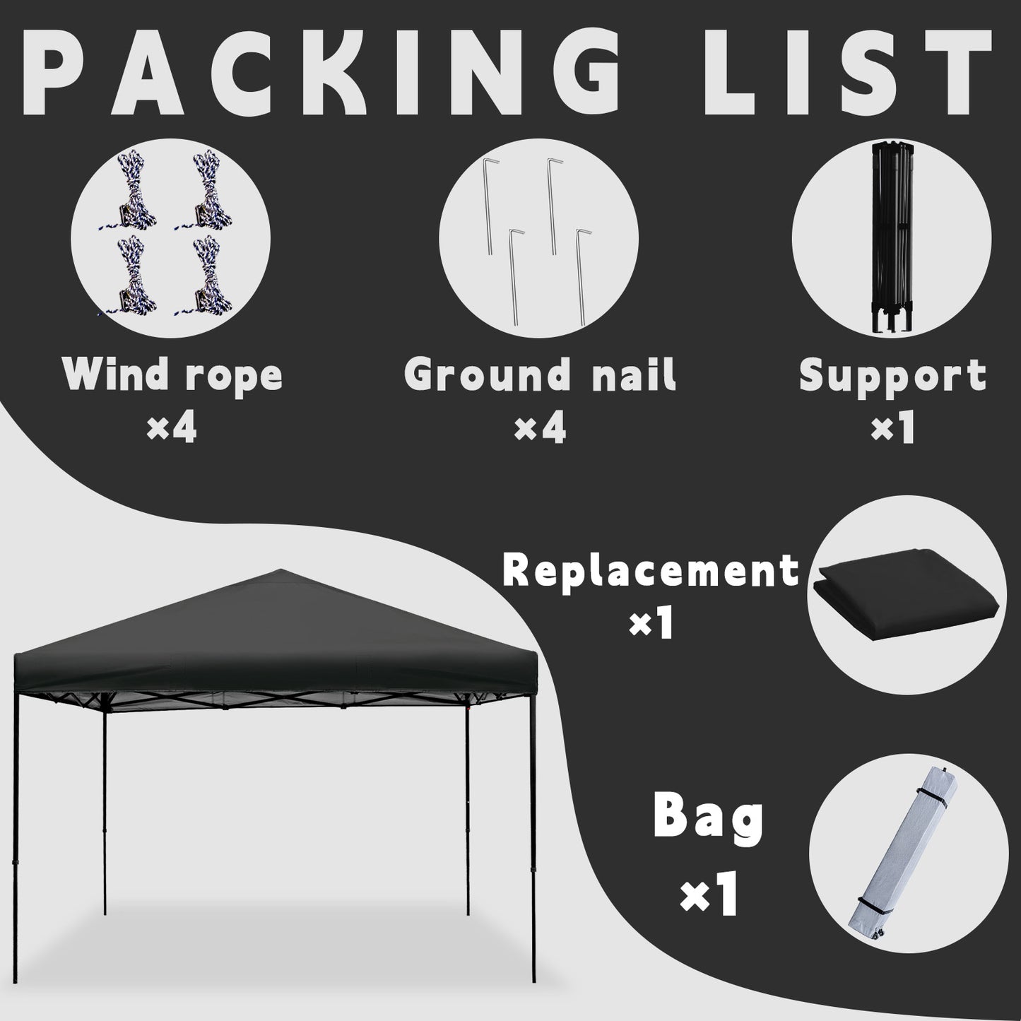 Pop-Up Canopy 8ft x 8ft Square Gazebo for Outdoor Garden without Air Vent