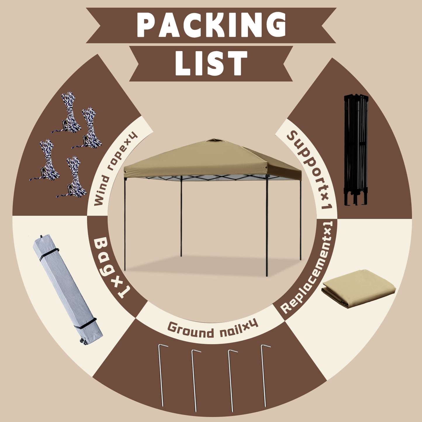 10x10 Pop Up Canopy with 300D 2 Air Vent Top for Outdoor