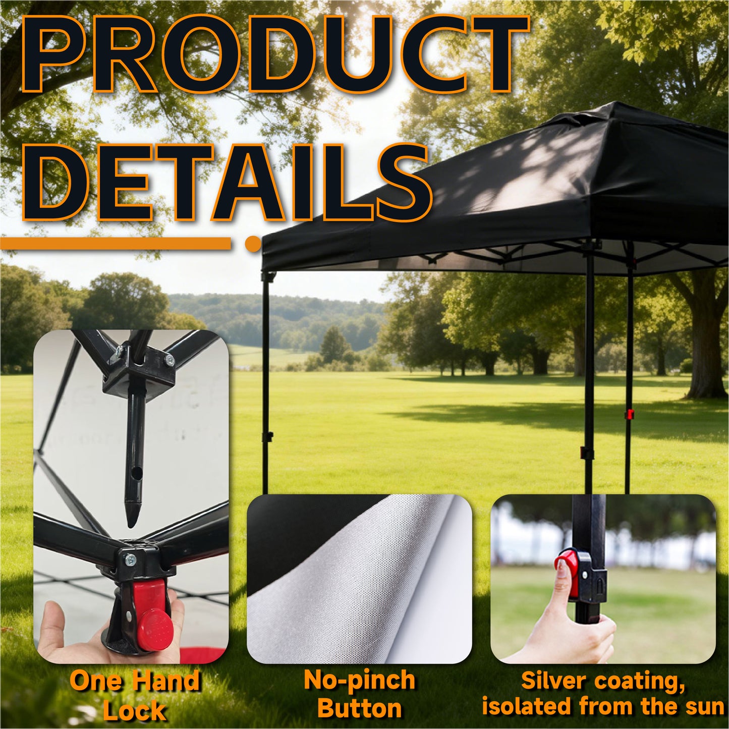 Instant One Hand Quick Setup Canopy 10ft x 10ft  with 2 Air Vents Top