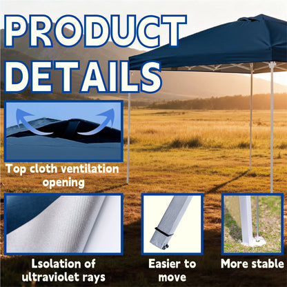 Pop-Up Canopy 10 x 10 with Dark Blue Water-Resistant Top