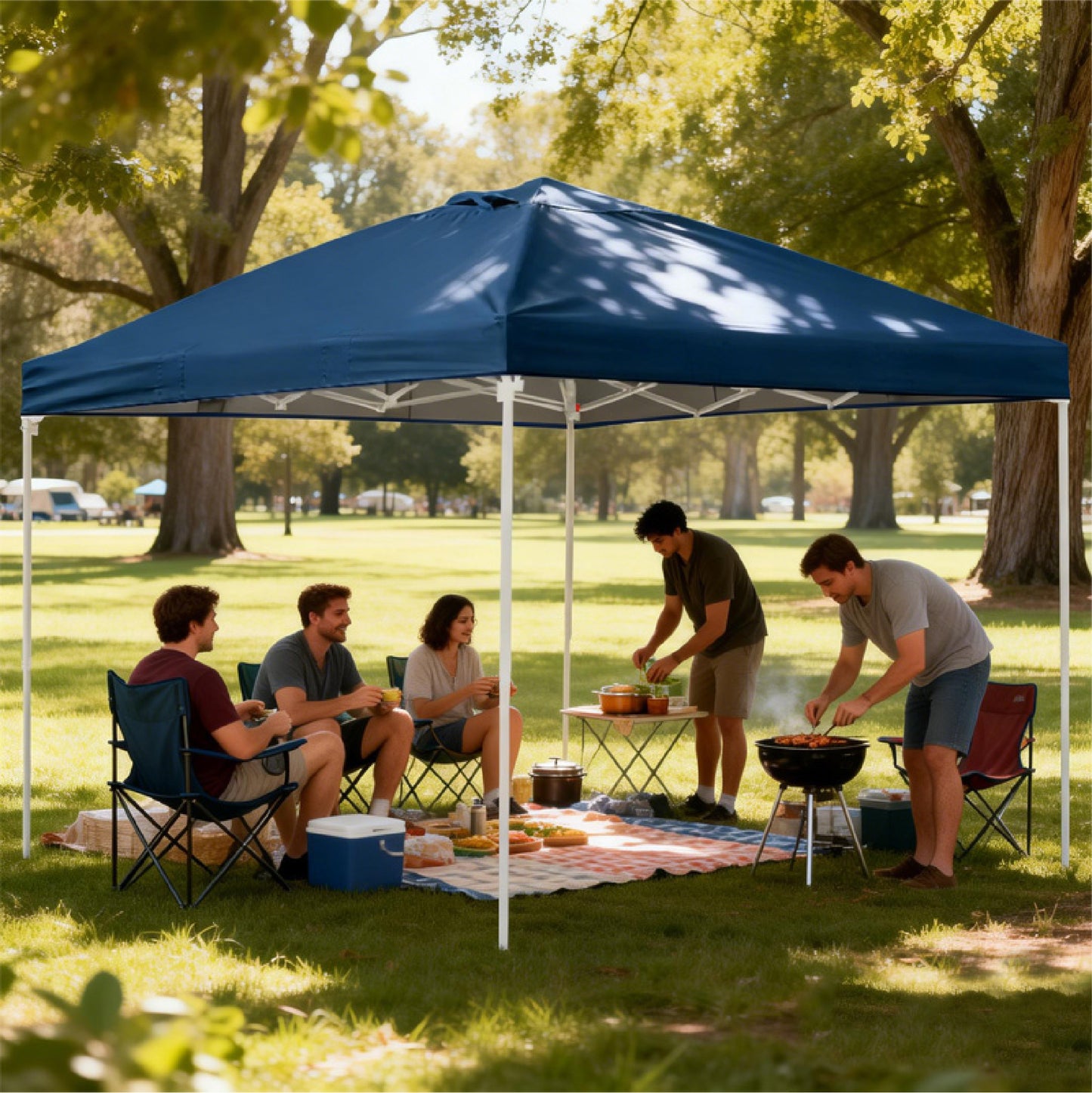 Pop-Up Canopy 10 x 10 with Dark Blue Water-Resistant Top
