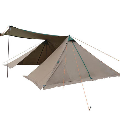 MOQI Canopy Tent, Waterproof and UV-Resistant Shelter,Instant Shade Canopy Tent Double Peak Canopy Shelter with Two Poles,for Hiking, Camping, Party, Khaki