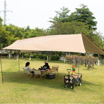 MOQI Hexagon Hammock Rain Fly,25x17ft Waterproof Camping Tarp,Lightweight Canopy Shelter Tent Tarp for Backpacking, Hiking, Traveling (Khaki)