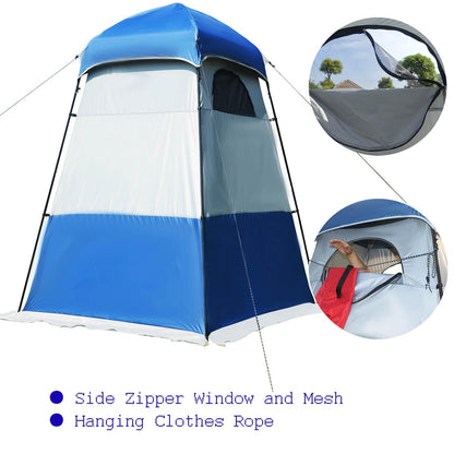 Oversized Camping Shower Tent,Outdoor Shower Enclosure Portable Privacy Camping Shelters Changing Tent with Floor Blue