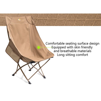 MOQI Folding Camping Chair, Portable Outdoor Lawn Chair with Side Pocket and Carry Bag, Collapsible 600D Oxford Fabric Chair for Adults Camping, Hiking, Beach, Fishing (khaki)