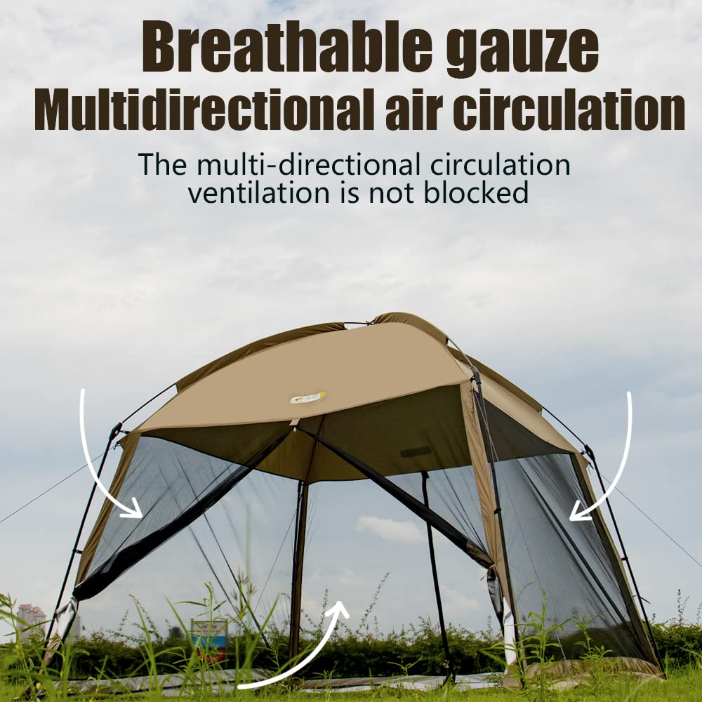 Screen House Zippered Mesh Tent 11x11 FT, Outdoor Camping Picnic Screen Canopy, Backyard Family Party Canopy Sun Shelter Gazebo Patios Shelter