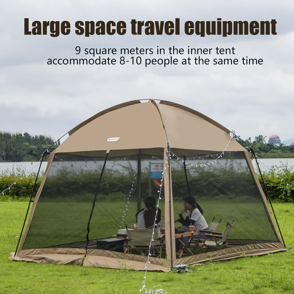 Screen House Zippered Mesh Tent 11x11 FT, Outdoor Camping Picnic Screen Canopy, Backyard Family Party Canopy Sun Shelter Gazebo Patios Shelter