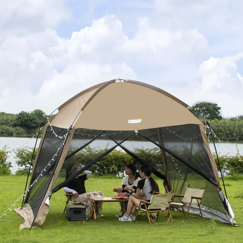 Screen House Zippered Mesh Tent 11x11 FT, Outdoor Camping Picnic Screen Canopy, Backyard Family Party Canopy Sun Shelter Gazebo Patios Shelter