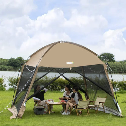Screen House Zippered Mesh Tent 11x11 FT, Outdoor Camping Picnic Screen Canopy, Backyard Family Party Canopy Sun Shelter Gazebo Patios Shelter