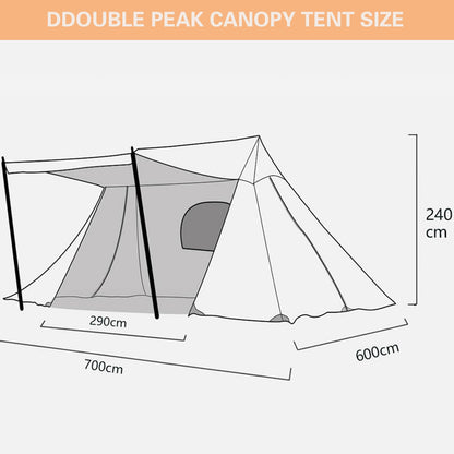 MOQI Canopy Tent, Waterproof and UV-Resistant Shelter,Instant Shade Canopy Tent Double Peak Canopy Shelter with Two Poles,for Hiking, Camping, Party, Khaki
