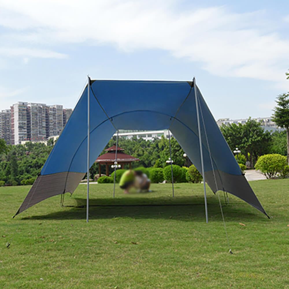MOQI Family Beach Tent Sun Shade Canopy 19.6x19.6FT, UPF 50+ UV Protection Sun Shelter Windproof & Water Resistant Outdoor Canopy for Beach, Camping, Picnics, with Carrying Bag