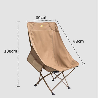 MOQI Folding Camping Chair, Portable Outdoor Lawn Chair with Side Pocket and Carry Bag, Collapsible 600D Oxford Fabric Chair for Adults Camping, Hiking, Beach, Fishing (khaki)