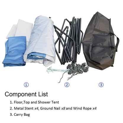 Oversized Camping Shower Tent,Outdoor Shower Enclosure Portable Privacy Camping Shelters Changing Tent with Floor Blue