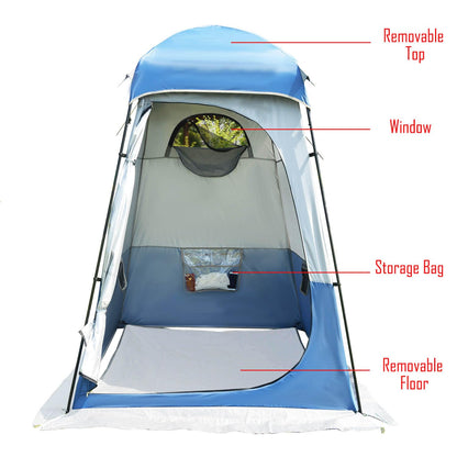 Oversized Camping Shower Tent,Outdoor Shower Enclosure Portable Privacy Camping Shelters Changing Tent with Floor Blue