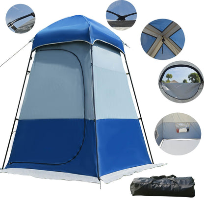 Oversized Camping Shower Tent,Outdoor Shower Enclosure Portable Privacy Camping Shelters Changing Tent with Floor Blue