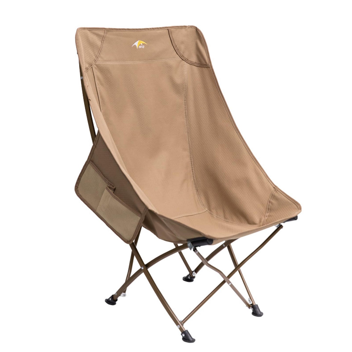 MOQI Folding Camping Chair, Portable Outdoor Lawn Chair with Side Pocket and Carry Bag, Collapsible 600D Oxford Fabric Chair for Adults Camping, Hiking, Beach, Fishing (khaki)