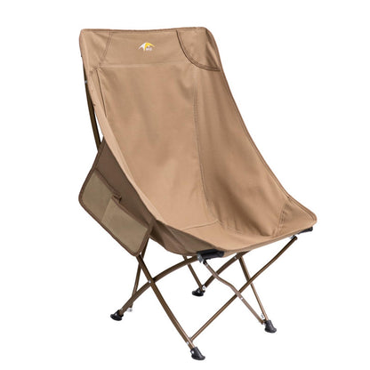 MOQI Folding Camping Chair, Portable Outdoor Lawn Chair with Side Pocket and Carry Bag, Collapsible 600D Oxford Fabric Chair for Adults Camping, Hiking, Beach, Fishing (khaki)