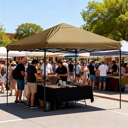 Pop-Up Canopy 8ft x 8ft Square Gazebo for Outdoor Garden without Air Vent