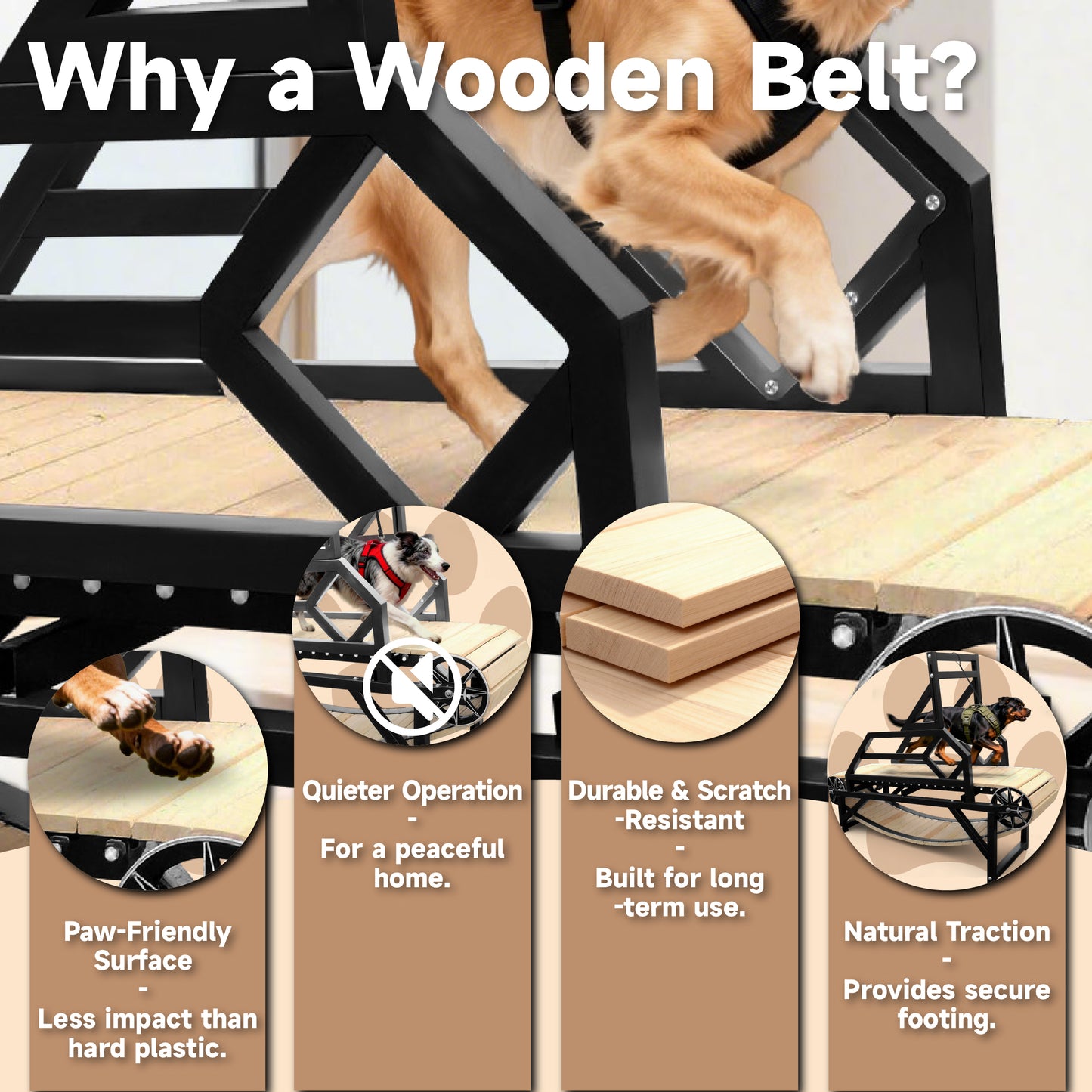 Large Medium Dogs Treadmill with Brake, up to 220lb Dog