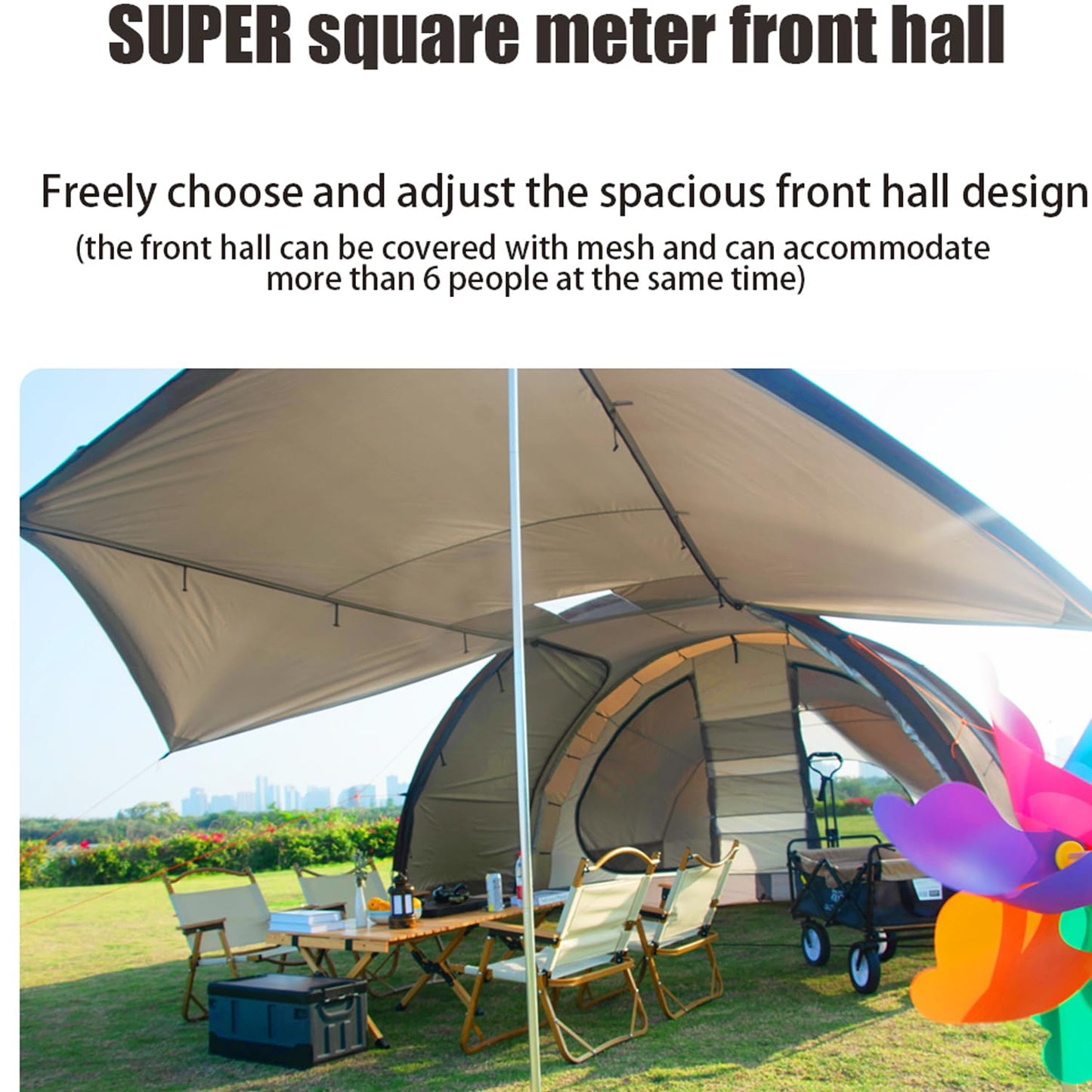 MOQI 8 Person Tent for Camping, Waterproof Family Cabin Tents,1Rooms,2 Halls,Double Door Design, Double Layer Big Tent for Outdoor,Picnic,Camping