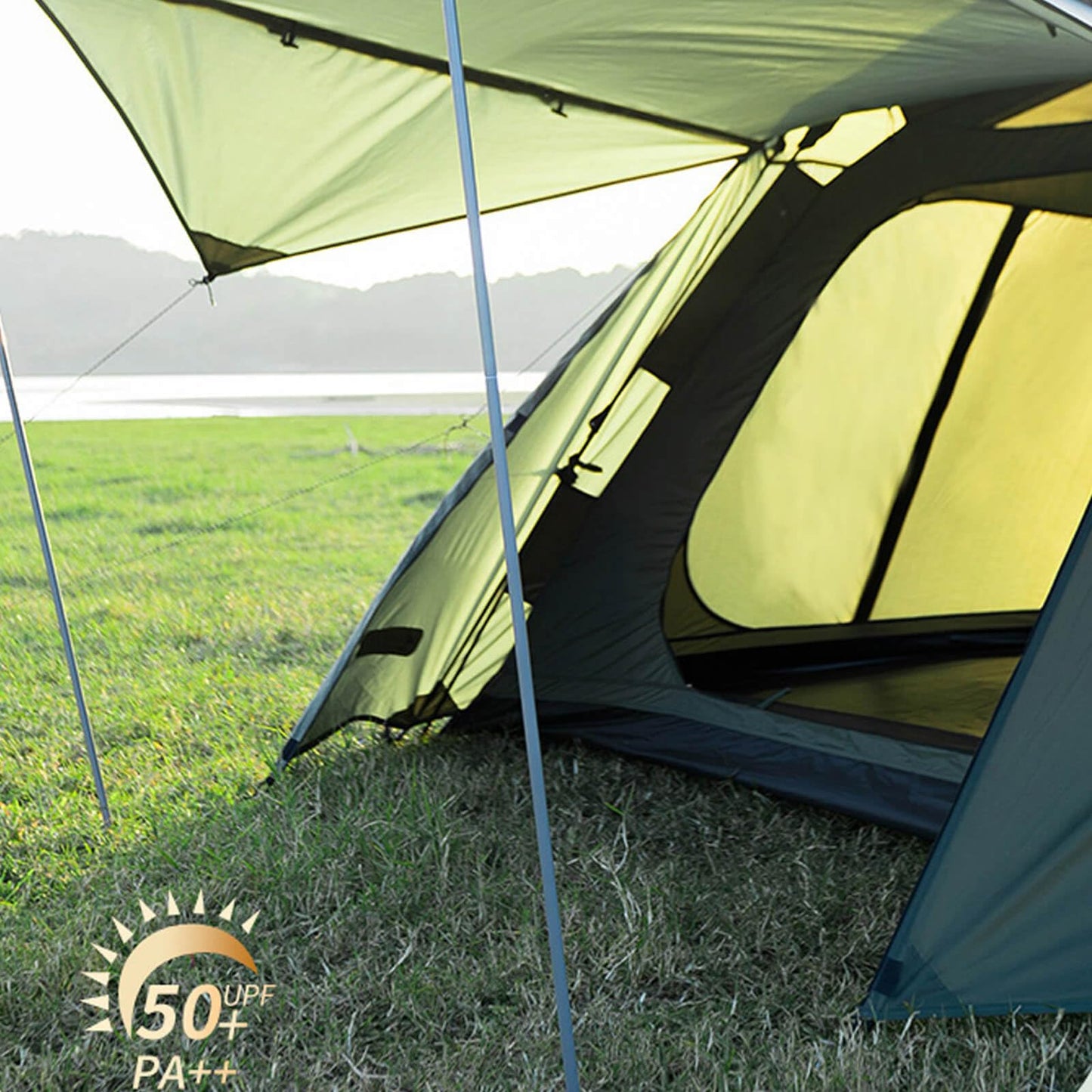 MOQI Pop Up Tents for Camping, 4 Person Instant Family Dome Tent with Removable Rain Fly Waterproof Automatic Tent for Backpacking,Hiking,Outdoor