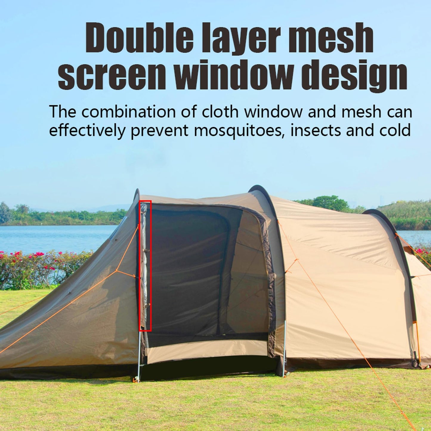 MOQI 8 Person Tent for Camping, Waterproof Family Cabin Tents,1Rooms,2 Halls,Double Door Design, Double Layer Big Tent for Outdoor,Picnic,Camping
