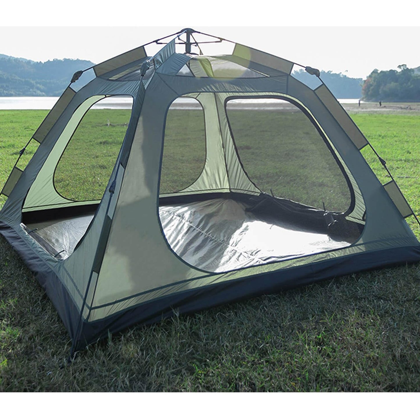 MOQI Pop Up Tents for Camping, 4 Person Instant Family Dome Tent with Removable Rain Fly Waterproof Automatic Tent for Backpacking,Hiking,Outdoor